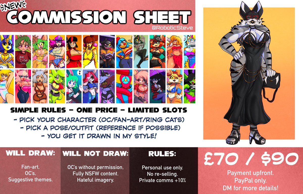 Lets GO!

For a chance at a slot:
• DM me the character NOW!
• Tell me/give reference of the pose
• If picked you pay within 48hrs
• I draw within 2 weeks!

I’ll pick 4 randomly next week!

Cheaper as there is no back and forth with ideas, but the art quality is unchanged! ♥️