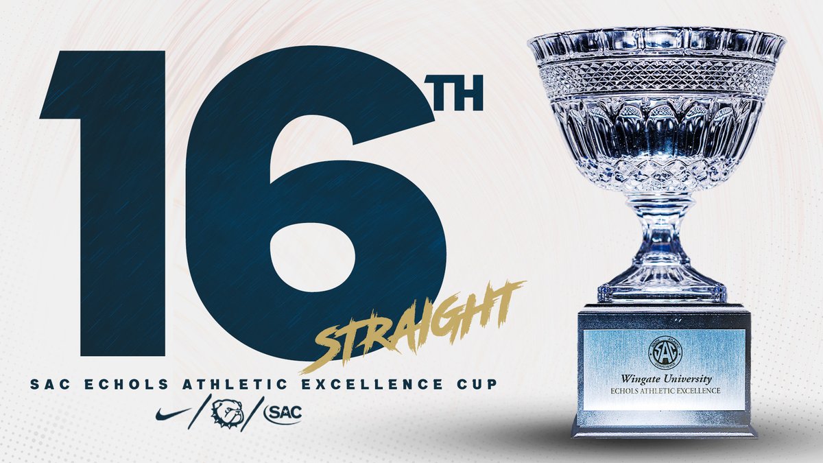 🏆 SWEET 16 🏆

#WINgate has won the SAC Echols Athletic Excellence Award for the SIXTEENTH STRAIGHT YEAR!!

The Bulldogs piled up 18 SAC titles on the year, winning by 357 points!

All-time WU Excellence Cups | 16
Other 12 current SAC schools | 5

Story | shorturl.at/aimL8
