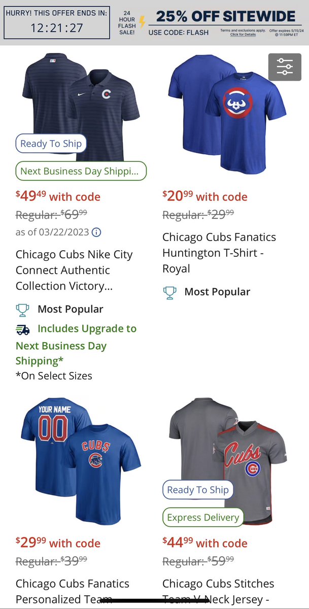My favorite thing to do at work is scroll through the Cubs sale page on Fanatics. AND they have 25% off site wide until 11pm. Treat yourself. After how much you’ve suffered through watching the Cubs offense lately, you deserve something nice. 

fanatics.93n6tx.net/CGTFanSale