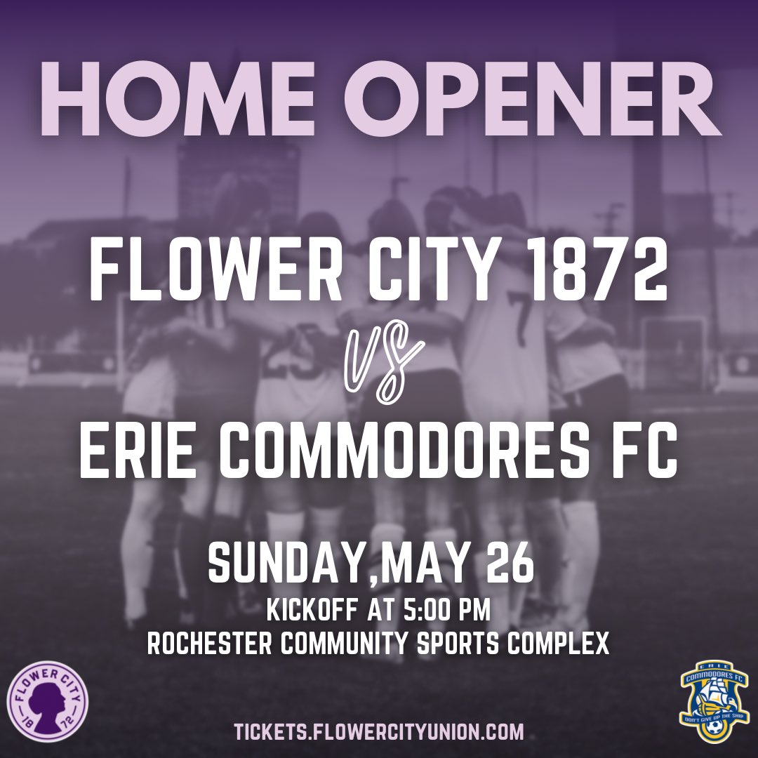 Our home opener is just 11 days away! Come spend your Memorial Day Weekend with us. Tickets are available at tickets.flowercityunion.com as well as season tickets!

#rochesterny #flowercity1872 #flowercityunion