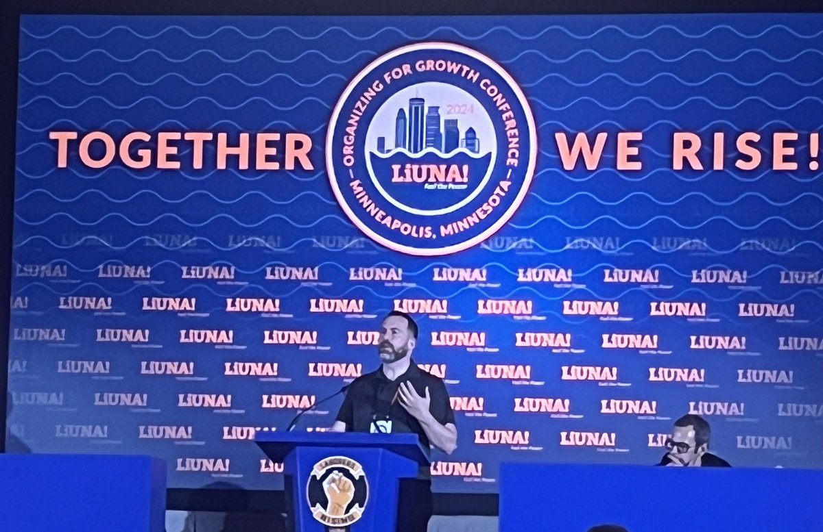 unyldc's tweet photo. @NYSLOF’s very own Harrison Watkins giving his regional summary at the 2024 Organizing for Growth Conference in Minneapolis. Say it loud, say it proud: WE ARE THE UNION!!! 💪🏼 https://t.co/5fPFMD124M