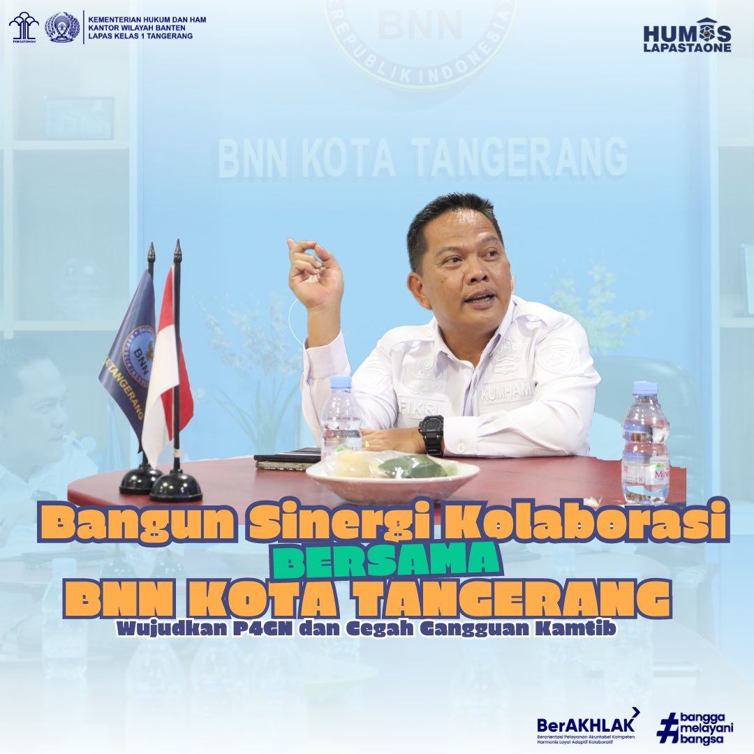 Lapastaone01's tweet photo. Lembaga Pemasyarakatan (Lapas) Kelas I Tangerang Kantor Wilayah Kemenkumham Banten bersama dengan jajaran Unit Pelaksana Teknis Wilayah Tangerang Raya melaksanakan kegiatan koordinasi kerja bersama dengan Badan Narkotika Nasional (BNN) Kota Tangerang, pada Rabu (15/5). https://t.co/4ZLJpqFhRb
