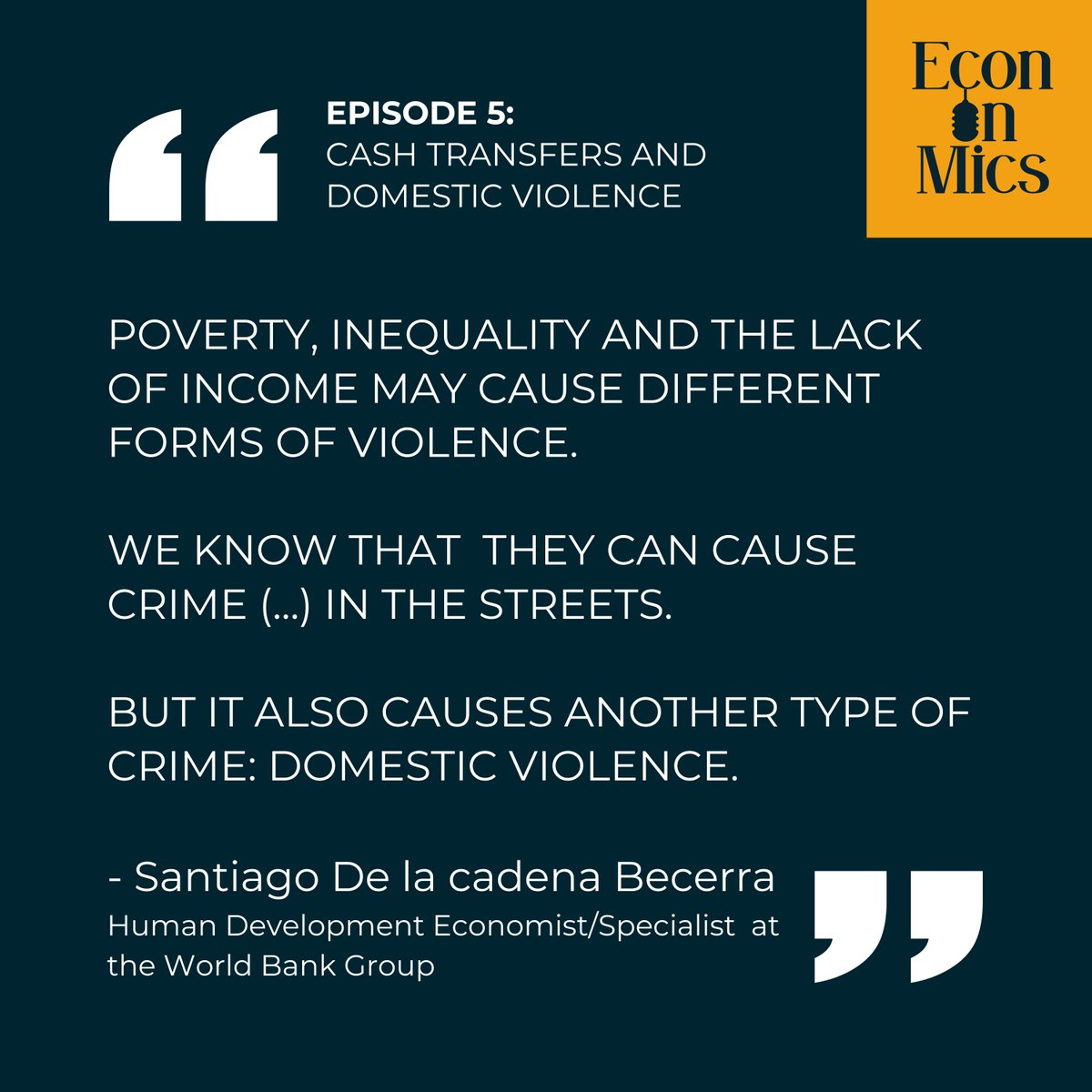 weconpol's tweet photo. 🤔What needs to happen before scaling up a #cash #transfer #program?
#EconTwitter

Tune in to the latest Econ-on-Mics #podcast episode, where Dr. Adriana Camacho @adcamach
shares her expert💡insights, interviewed by @sandelacadena 

Join the discussion🎧 https://t.co/csTzMk26bw https://t.co/OYNeA9NTkD