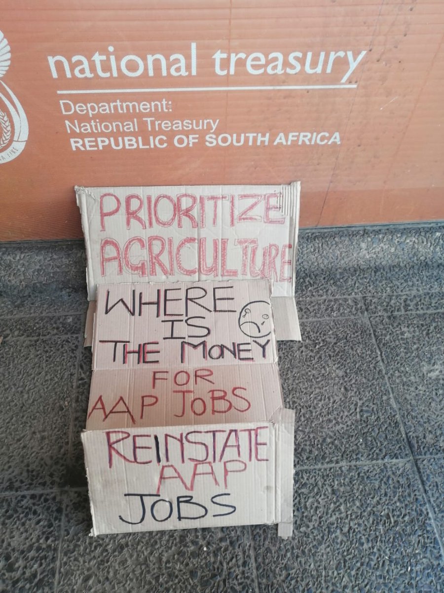 MDNnewss's tweet photo. @TreasuryRSA @DALRRDgov_ZA @CyrilRamaphosa @ThokoDidiza #UnemployedAgricGraduates

Hundreds of Agriculture workers protest for jobs

On the 13th of May, disgruntled Agricultural Practitioners (AAPs) marched in protest to the National Treasury Building in Pretoria. This comes after the department of agriculture announced that it would not extend their contracts.

The protest, which included Agricultural students, saw the AAPs calling on President Cyril Ramaphosa and national agricultural minister Thoko Didiza to reinstate them.

The group of agri workers are asking the government to reinstate them with immediate effect, and the memorandum of requests was handed to department