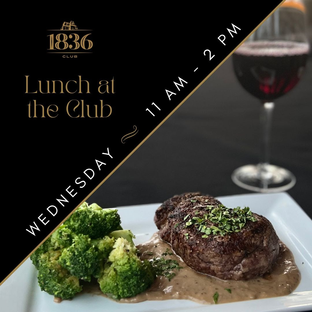 Members,

Transform your midweek routine with a delightful visit to our Club on Wednesdays! Ideal for both innovative business discussions & leisurely lunches, we provide the perfect ambiance.

Book your table by calling 501.626.1836 or reply to your member email.

#The1836Club