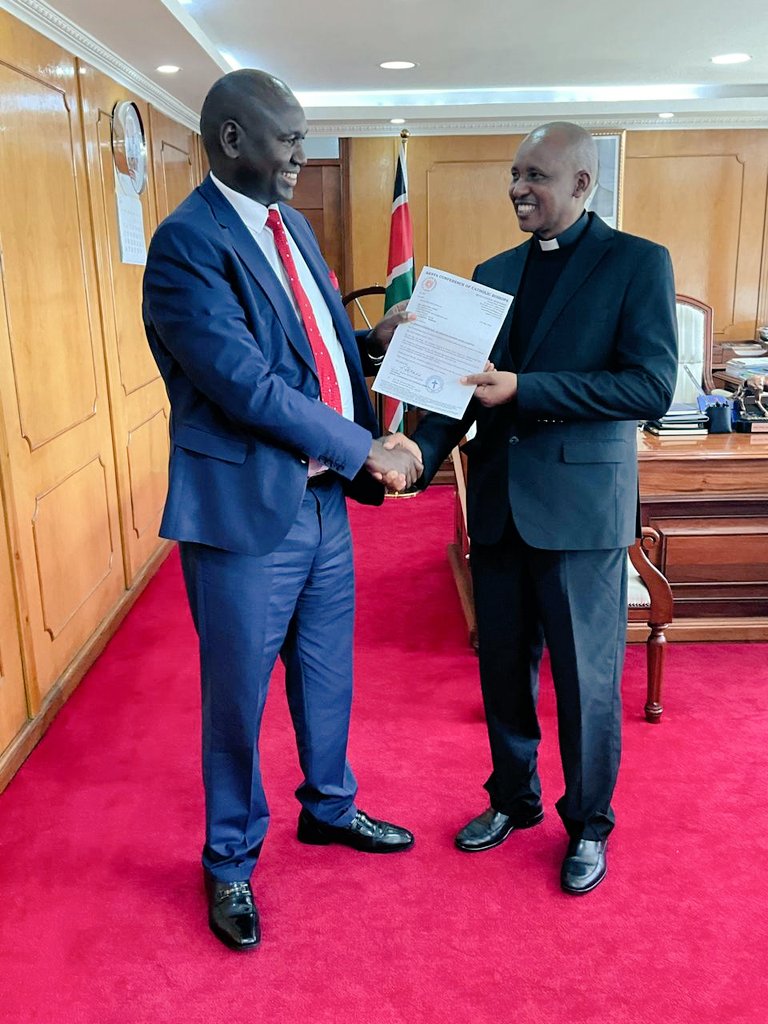 Grateful to Fr Ngaruiya, the Deputy Secretary General of the KCCB, for his courtesy call earlier today. We value the Catholic Church leadership, and indeed all other religious leaders for their critical partnership and steadfast support for major government projects and policies