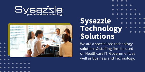 We are very focused and pride ourselves on being forthcoming and honest with all our clients and consultants. Contact us:
sysazzle.com
LinkedIn: bit.ly/3MScdEt
Facebook: bit.ly/42sQZ5J

#healthcarestaffing #itcareers #techstaffing