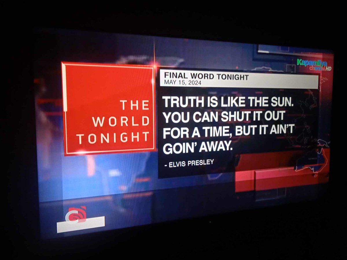 Final Word Tonight: “Truth is like the sun. You can shut it out for a time, but it ain't goin' away - Elvis Presley