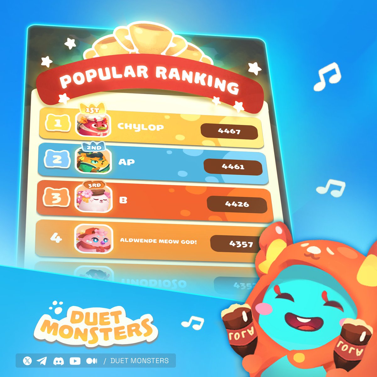 Day 5 of 7 of the Duet Monsters Alpha Tournament came to a close with players battling with everything they got in those thumbs!⚔️ Players all over the world are grinding to claim the Top 3 spots to be rewarded an Origin Axie NFT!🔥 Download and Play Duet Monsters: App