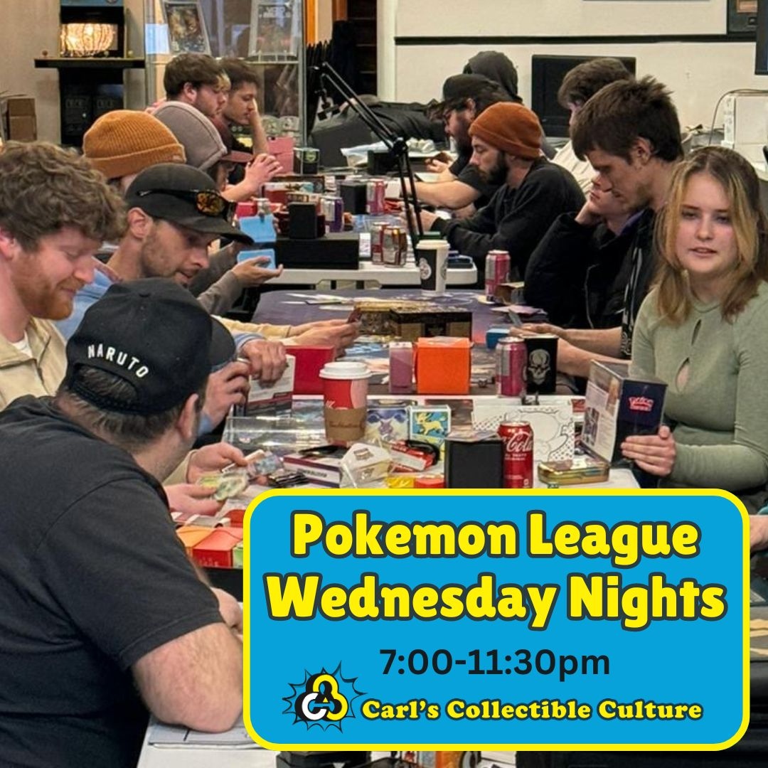 🔥 It's time to unleash your Pokémon power! Join us every Wednesday night at Carl's Collectible Culture for our Pokémon TCG League Night. Whether you're a seasoned player or just starting out, there's a spot for you at our tables!
#PokemonTCG #Orillia #ItsACulture #C3TCG #Pokemon