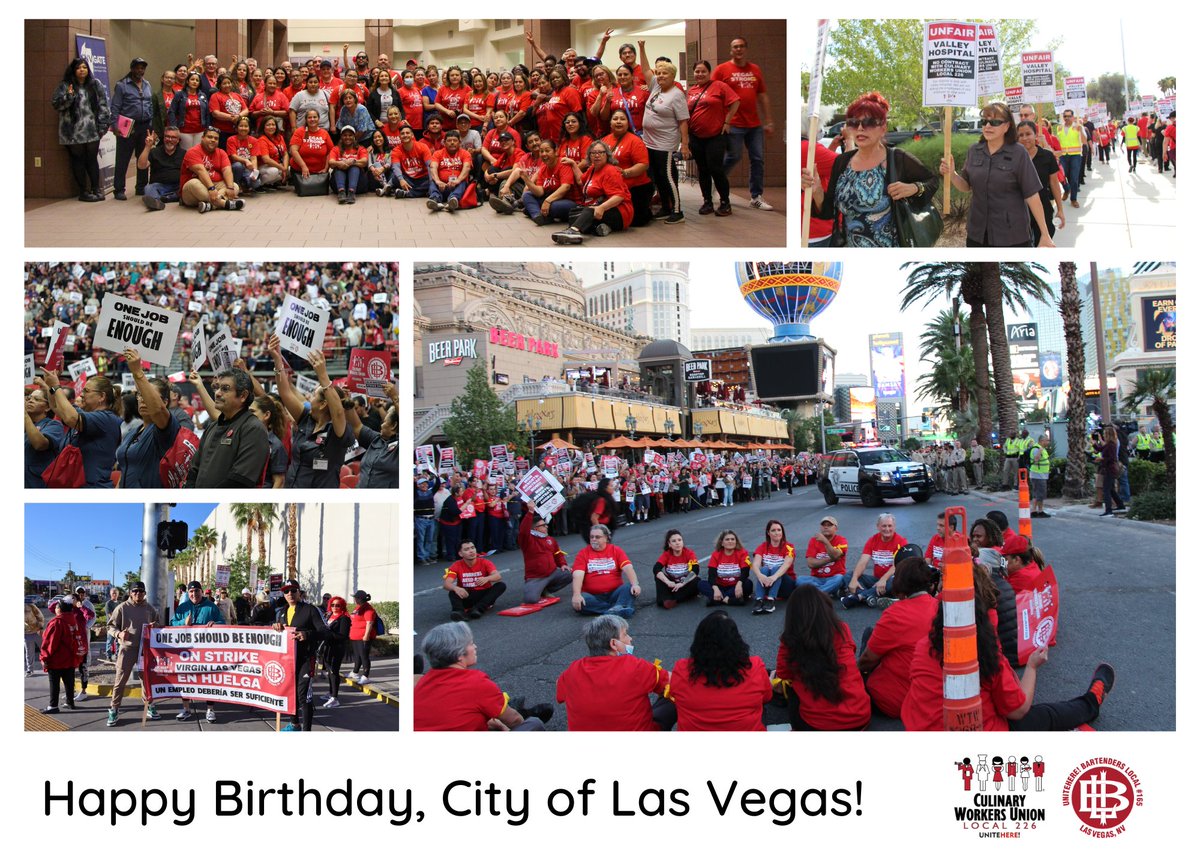 🎉 Happy Birthday, Las Vegas! Culinary Union is proud to be a part of Las Vegas' history for 89 years. We continue to improve the lives of hospitality workers by fighting for and winning fair wages, job security, and good union benefits.