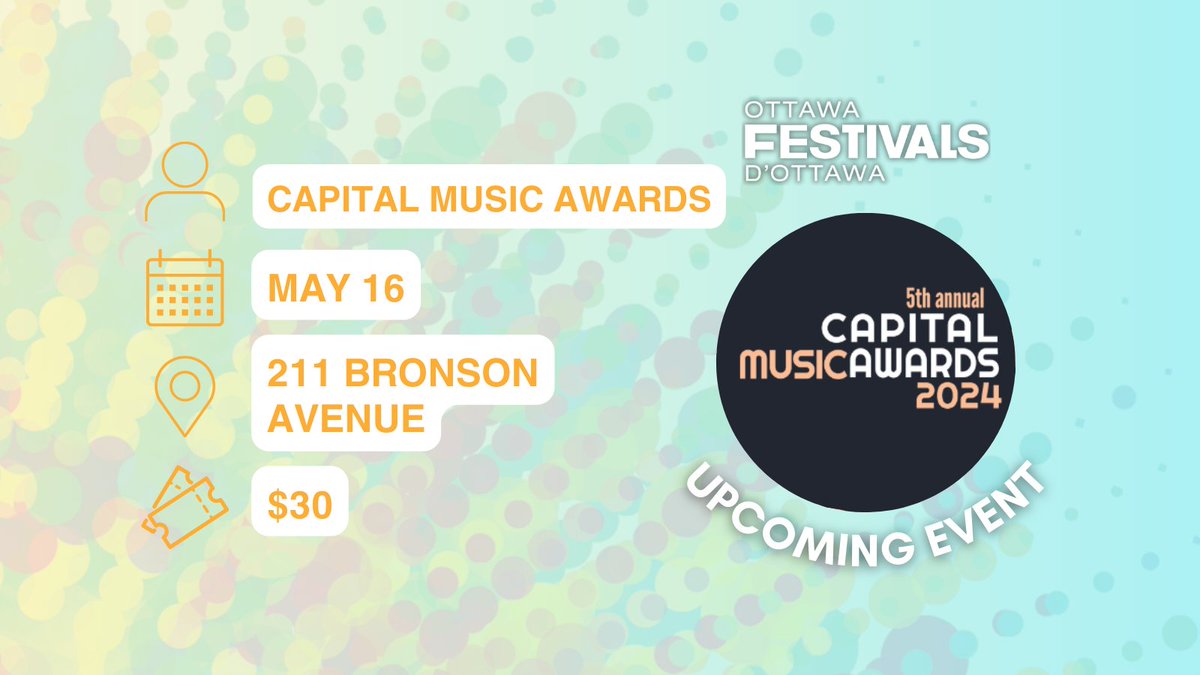 Tomorrow night! 🎵 The 5th annual Capital Music Awards (@OttawaMIC) will recognize artists and members of the community who contribute to Ottawa’s diverse music scene. Don't miss it!: ow.ly/AlEO50RtHnG 🎤✨ #OttawaFestivals #OttMusic #OttFestLive