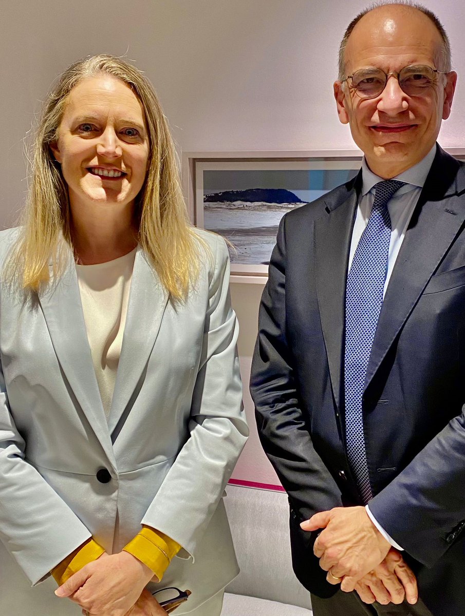 At their meeting yesterday, Ambassador  @Ailish_Campbell and @EnricoLetta shared some insights on the development and next steps of the #LettaReport. Great to see the external dimension of single market reform is well represented.

#economicsecurity #CETA