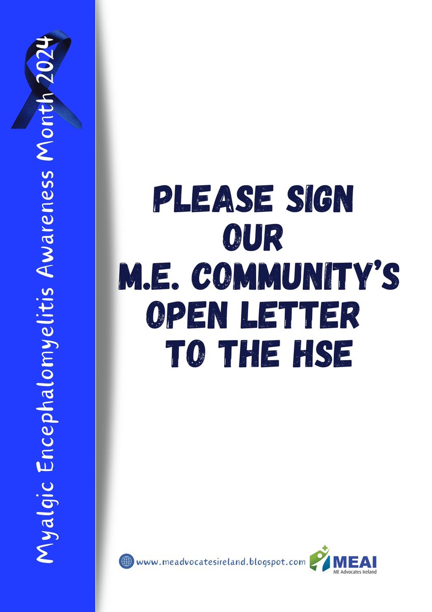 ME Awareness Month CALL TO ACTION Lack of knowledge of Severe ME puts patients in harms way esp when attending hospital The community call on HSE to create a protocol for Severe ME; please support this important call by signing & sharing the Open Letter organise.network/s/b71cbfc29fe7