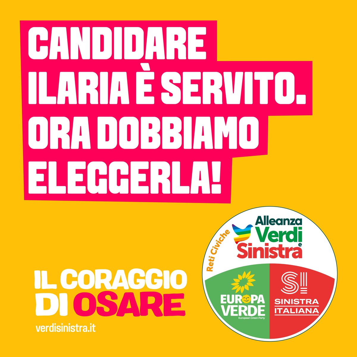 Ilaria Salis ha ottenuto gli arresti domiciliari, dopo che abbiamo deciso di candidarla. Candidare Ilaria in AVS è servito. Ma non basta. Ora dobbiamo eleggerla, votando AVS l'8 e 9 giugno. #inSIeme #AlleanzaVerdiSinistra #SinistraItaliana #IlariaSalis