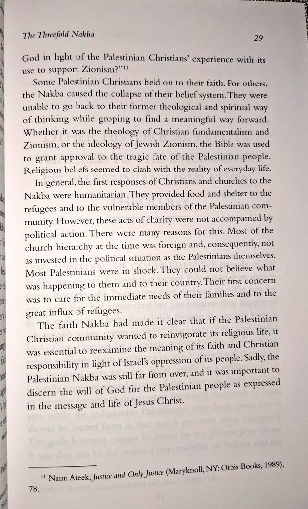 On this Nakba Day, I'm rereading Palestinian liberation theologian Naim Ateek, who describes the effects of the Nakba on Palestinian Christians. Ateek himself is a survivor of the Nakba. (From 'A Palestinian Theology of Liberation via @OrbisBooks)
