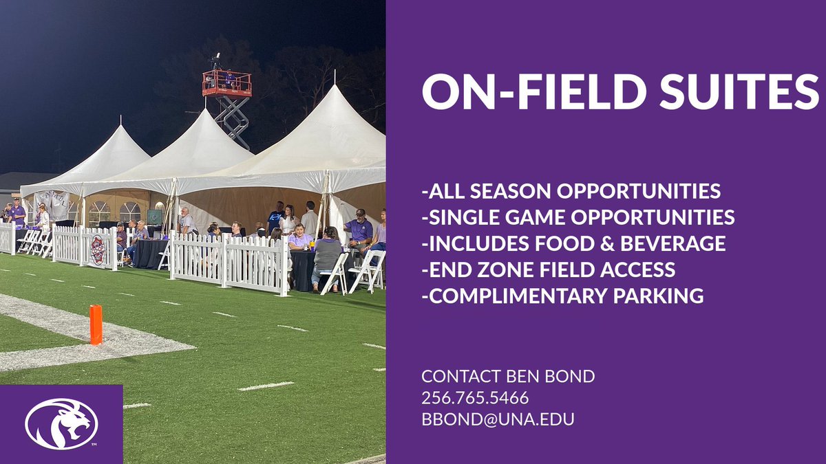 We only have 6 single game options remaining for On-Field Suites! Secure your front row view of all the action today 🦁🏈 Call 256-765-5466!