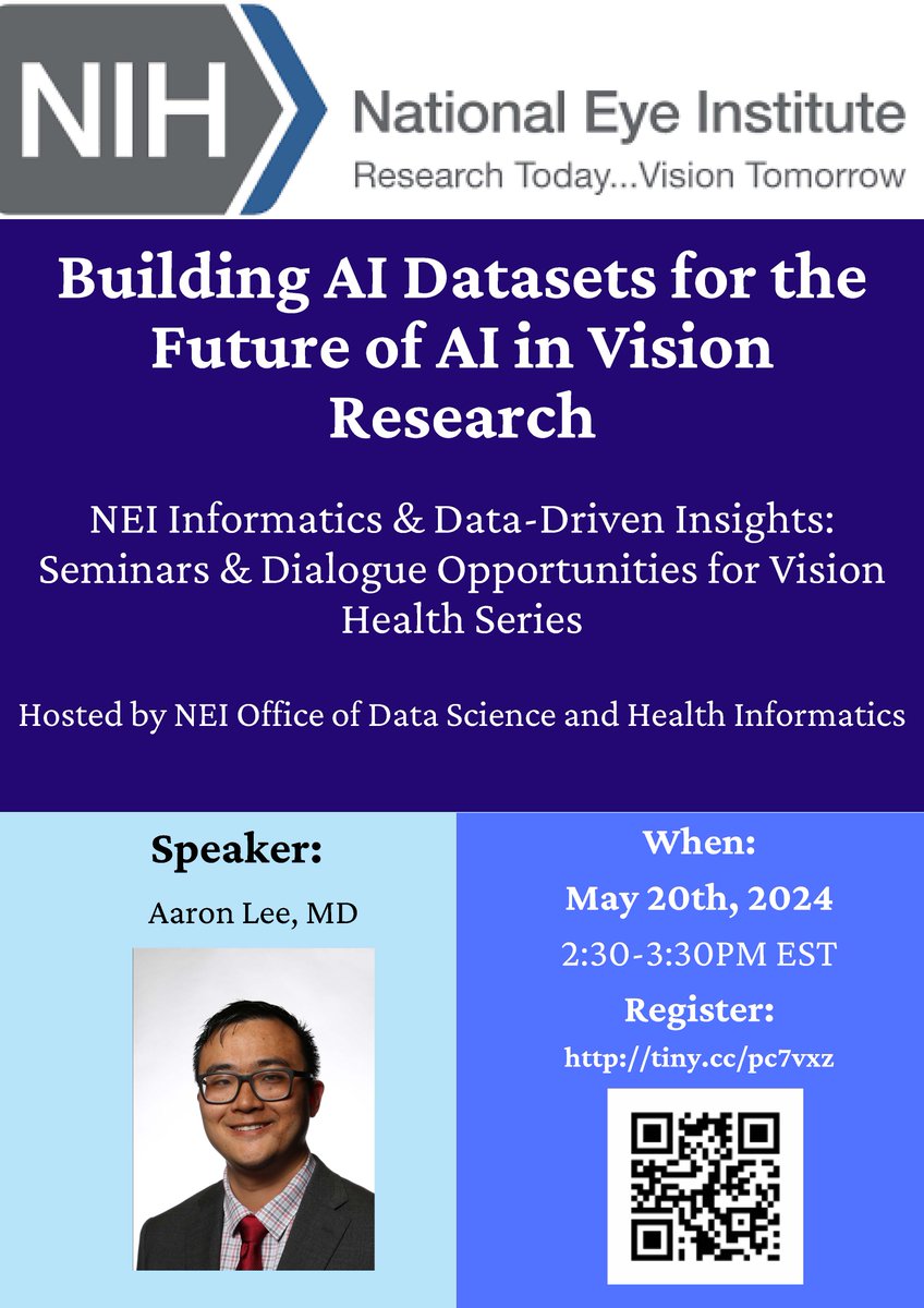 Don't miss @aaronylee as he discusses AI-READI (Artificial Intelligence Ready and Equitable Atlas for Diabetes Insights), a groundbreaking & ethically-sourced dataset enabling #AI research to uncover insights into type 2 diabetes. May 20, 2:30 PM EST: bit.ly/3K7Pxik