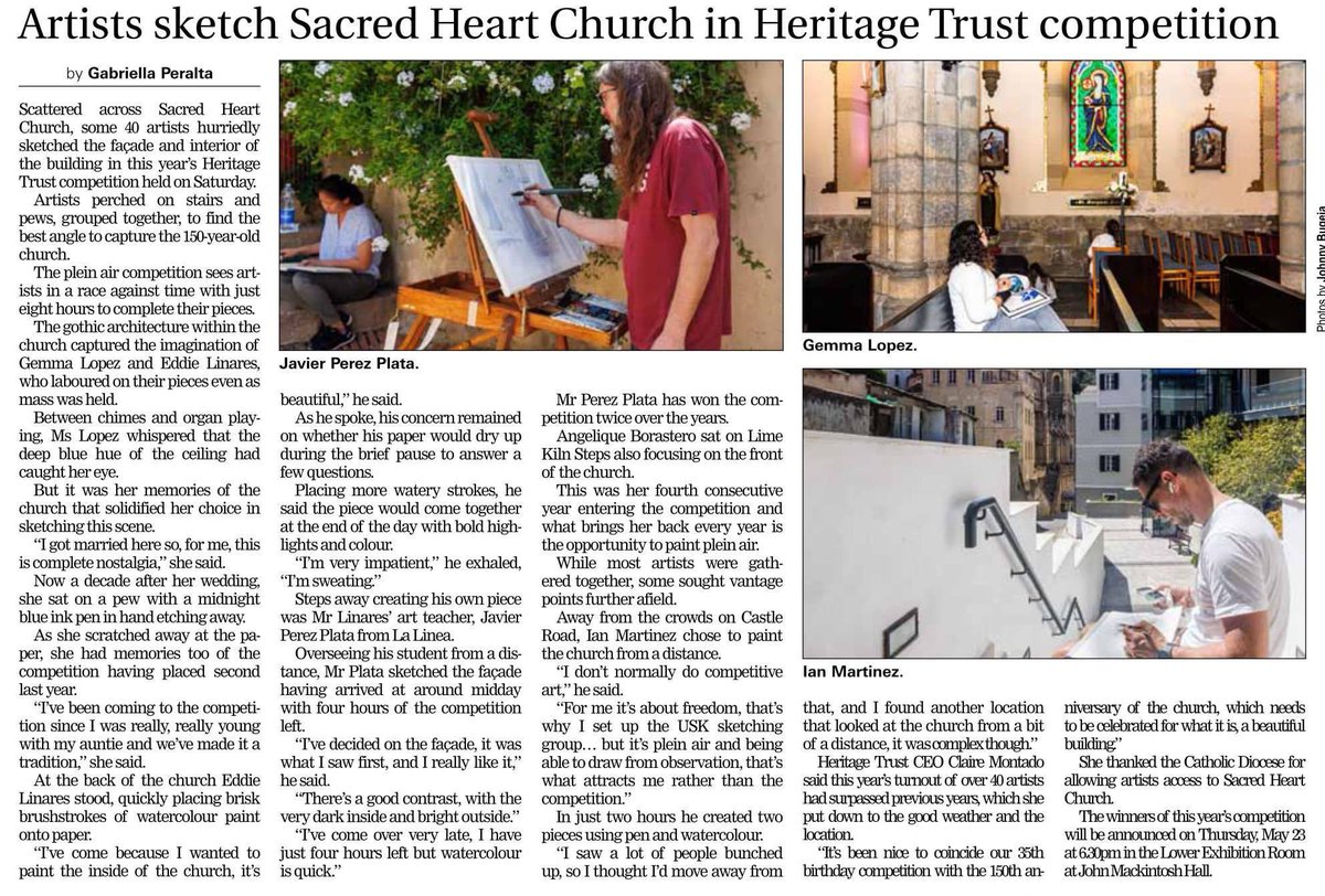 A lovely piece on Saturday's competition in the @GibChronicle yesterday! Thank you to all our participants. Exhibition opening and winners to be announced next week! #35thpaintingcompetition #sacredheartchurch #150thanniversary