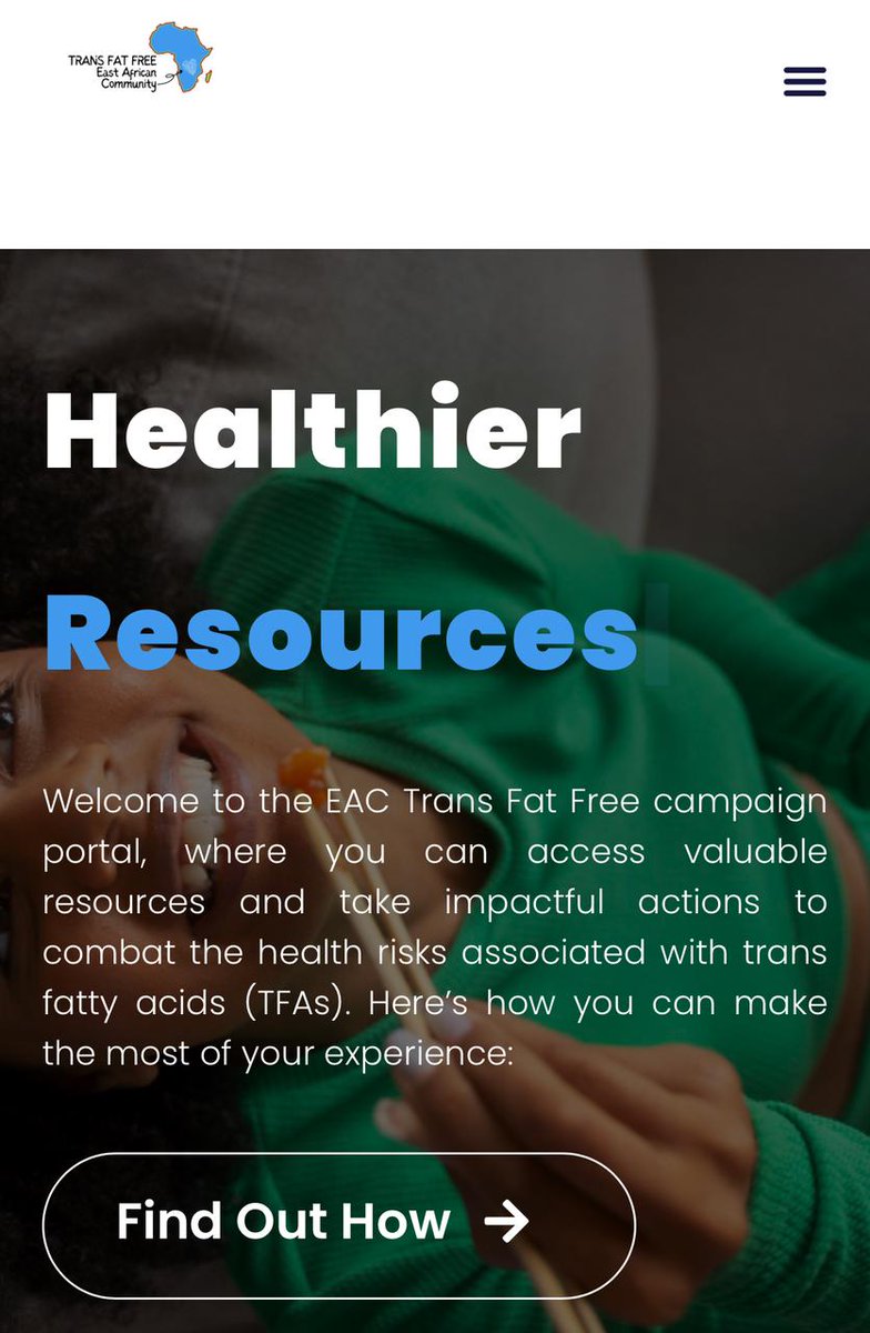 Excited to announce the official launch of the #TransFatFreeEAC campaign website! As we embark on this journey, our goal is clear: to raise awareness about the dangers of #transfats & mobilize action for a regional regulation to save lives across the @jumuiya. #TransFatFreeKenya