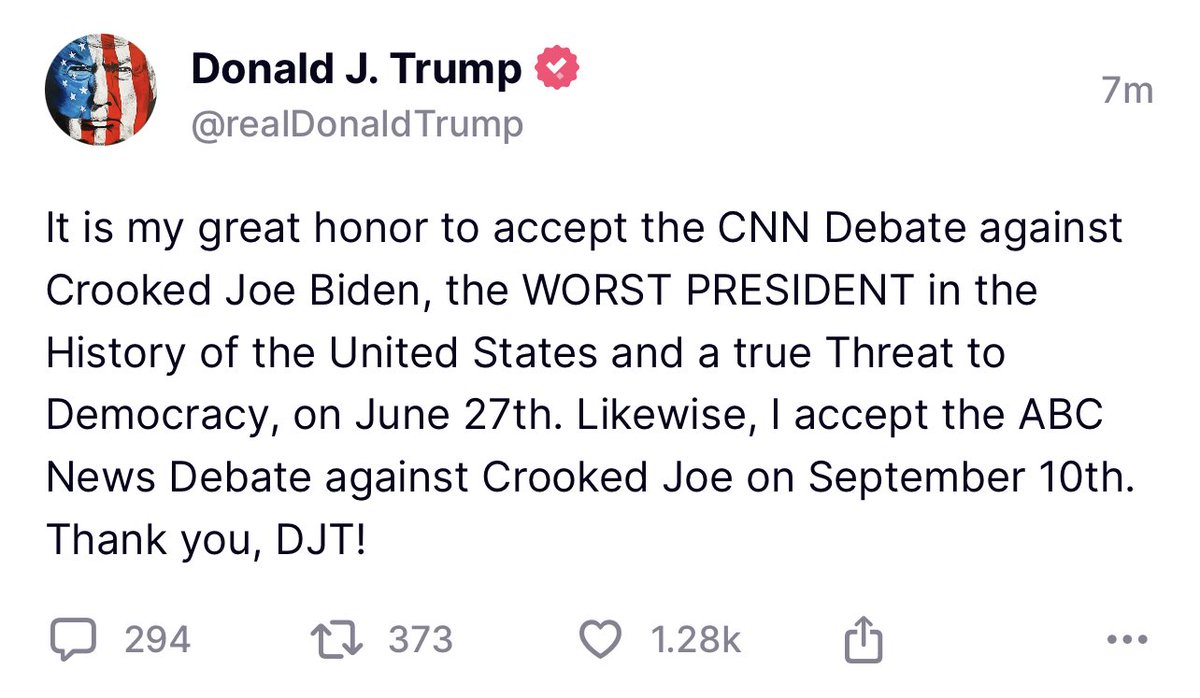 LFG! 🔥🔥🔥 DJT is not afraid of any little debate with Crooked Joe.