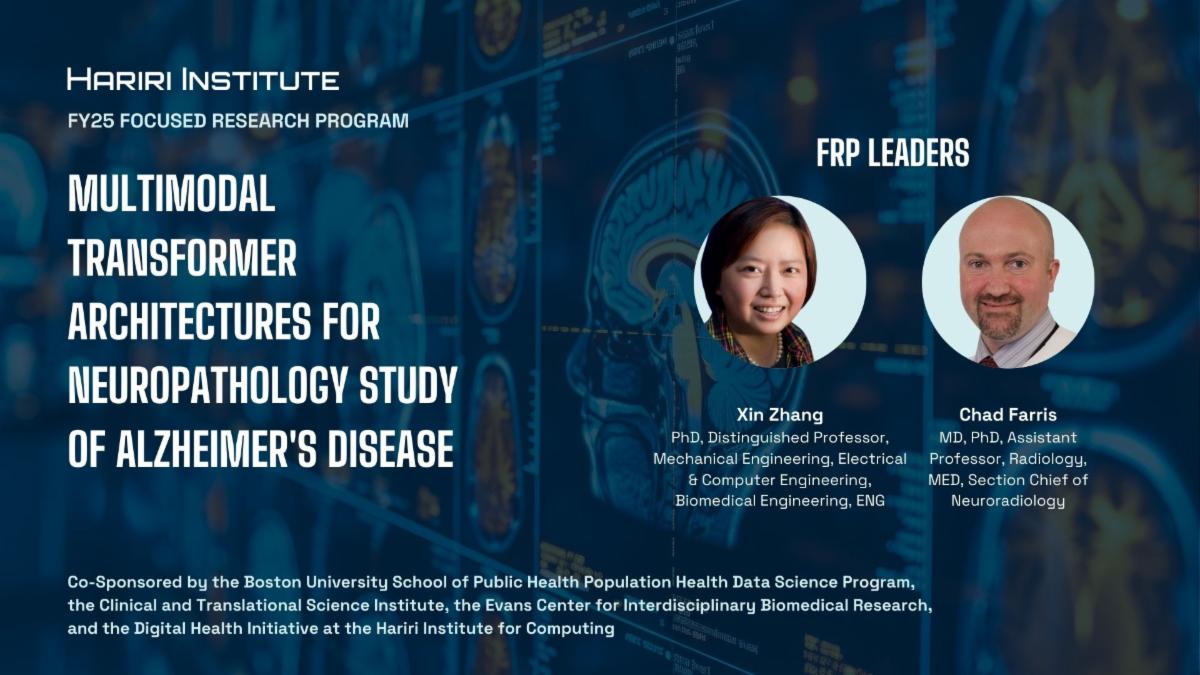 Congrats to @XinZhan07455119 and Dr. Chad Farris who will use ML to improve diagnosis of neuropathologic processes underlying cognitive impairment as leaders of the Multimodal Transformer Architectures for Neuropathology Study of Alzheimer’s Disease FRP.
➡️tinyurl.com/2xy8vzum
