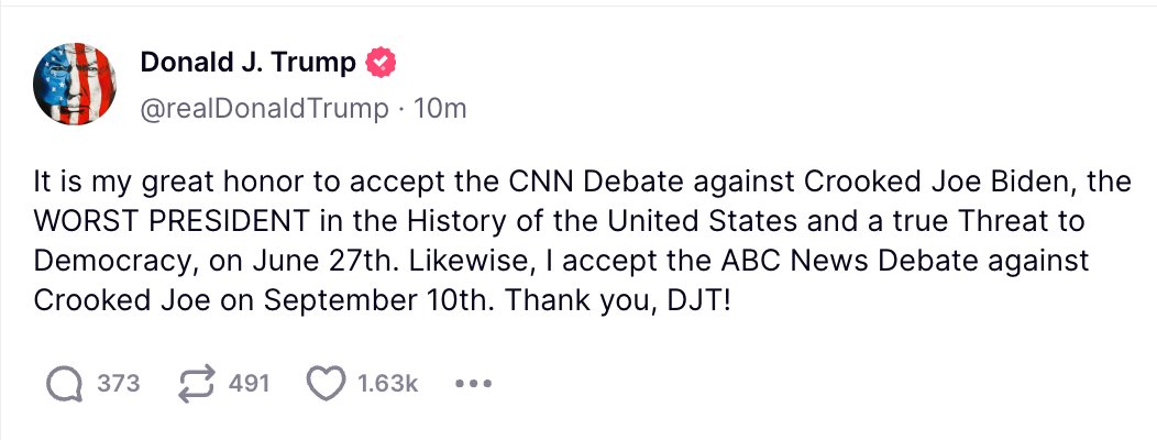 Trump's acceptance of ABC debate.