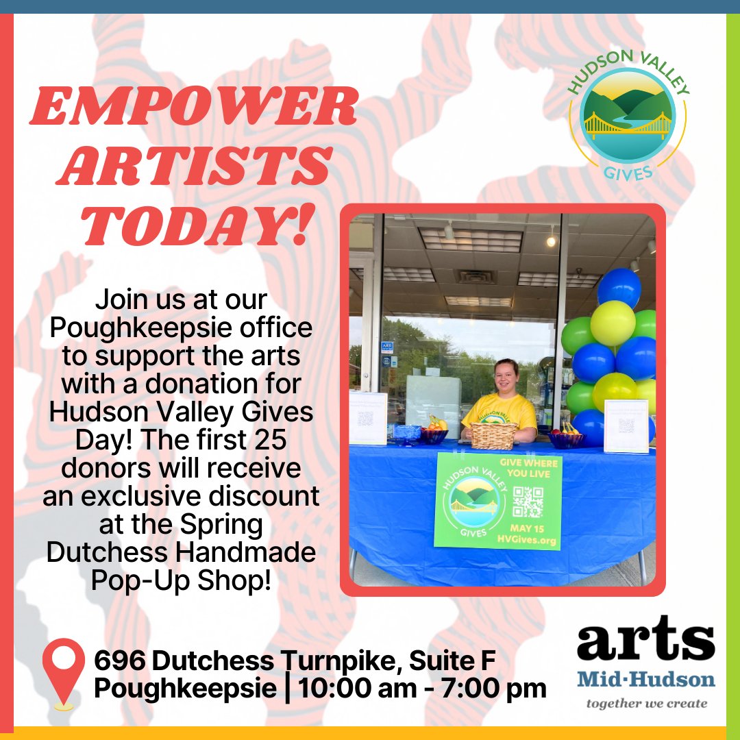 🌟 Spend your lunch Empowering the Arts! 🌟Walden Savings Bank is generously matching donations up to $2,500 toal between 12- 10pm! 

hvgives.org/organizations/…  

 #ArtsMidHudson #TogetherWeCreate