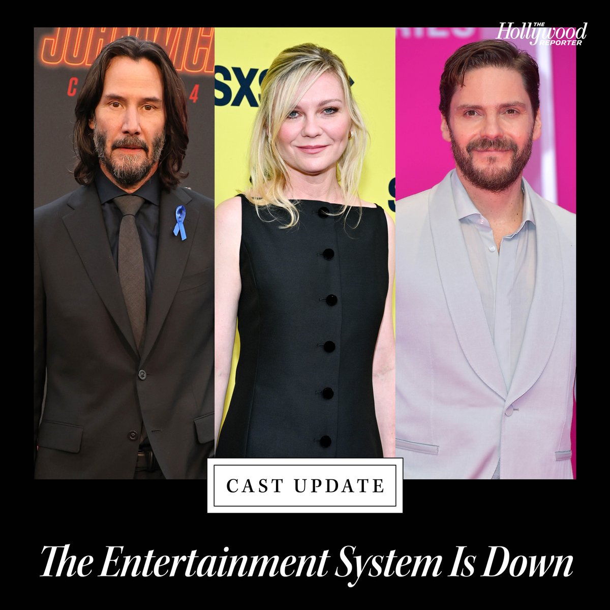 Kirsten Dunst and Daniel Brühl are the latest to join Ruben Östlund's 'The Entertainment System Is Down,' starring Keanu Reeves. More details on the feature here: thr.cm/ZHmZlyk