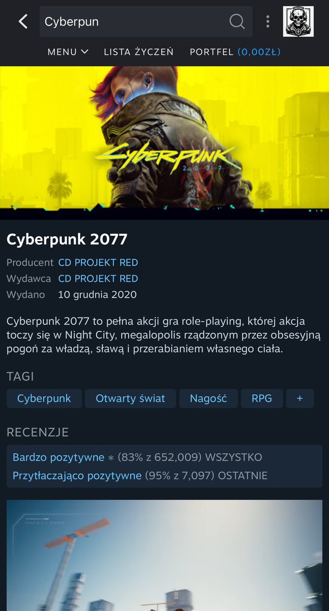Ogólnie dopiero teraz obczaiłem, że #Cyberpunk2077 ma drugie życie na Steam i świetne oceny! Gratulacje @CDPROJEKTRED !🥳 

Wcześniej mnie to jakoś ominęło 🤔