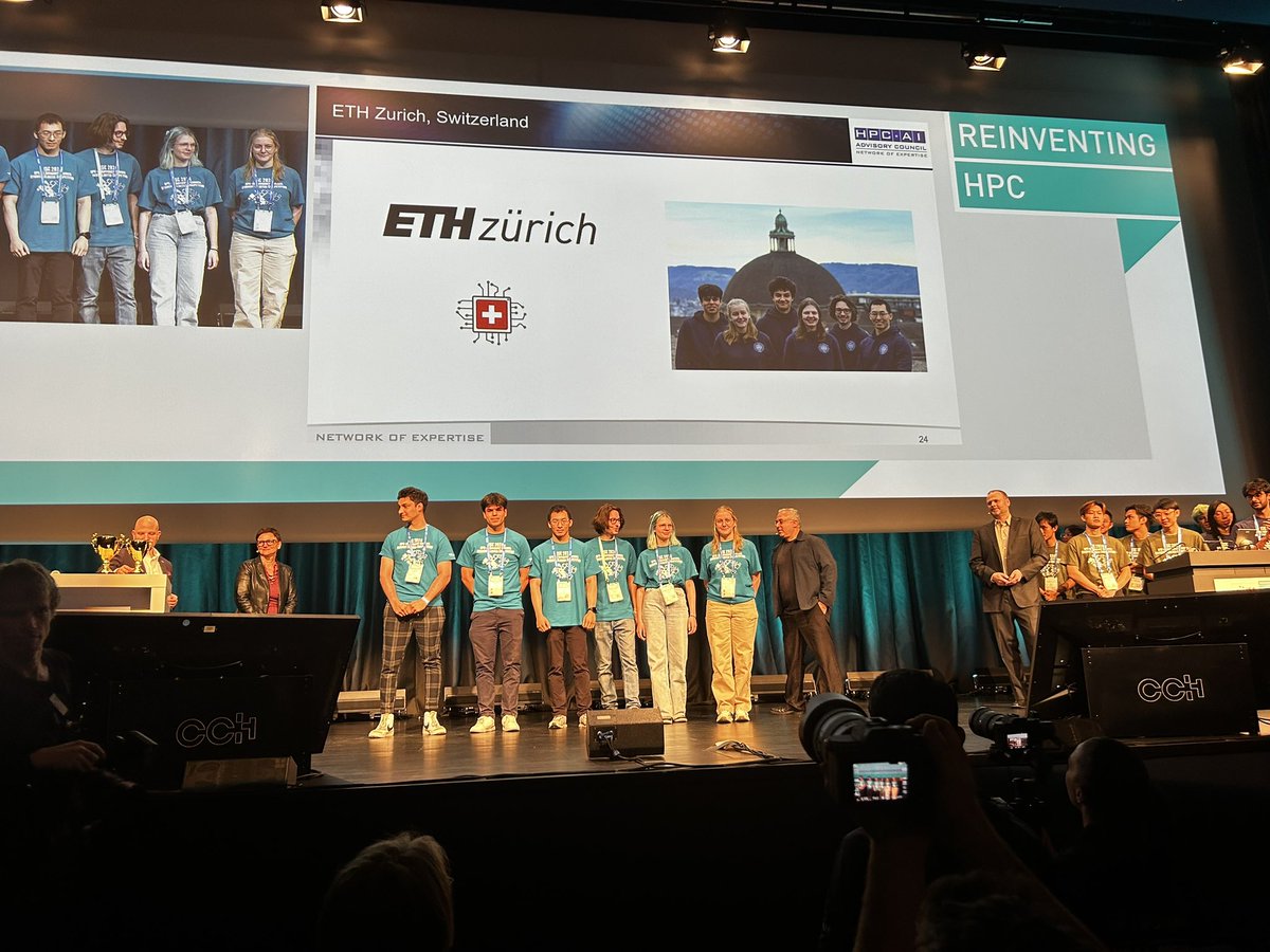 cscsch's tweet image. Congratulations to the new team @ETHRacklette @ETH_en for your third position among the seven teams! Great achievement on your first #StudentClusterCompetition! Thank you @thoefler @spcl_eth  for your superb mentoring &amp;amp; @harake_hussein @cscsch for tirelessly work with them #ISC24