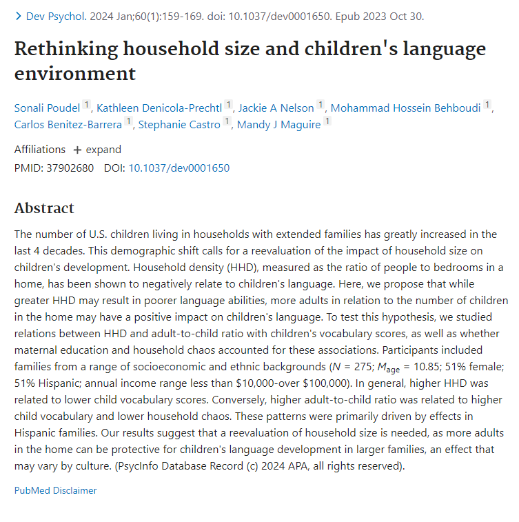 Dr. Maguire, discussed one of our latest papers on Info Track radio show. Tune in to learn how changing household sizes are impacting children's language development. 
Link to the radio interview: talkzone.com/episodes/199/1…
Link to the paper: doi.org/10.1037/dev000…
#FamilyDynamics