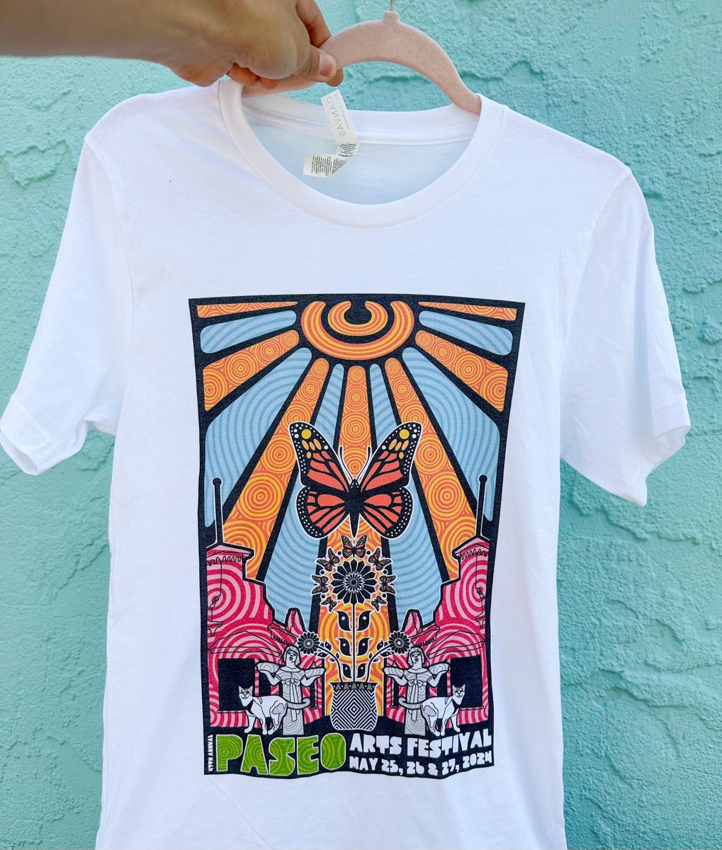 The 47th Annual Paseo Arts Festival is nearly ONE WEEK AWAY! To help get you hyped, our new t-shirts are on sale right now! They are $22 for sizes S-XL, $24 for 2XL and up and $20 for tank tops. Pick your's up today at the Paseo Arts and Creativity Center, 3024 Paseo!