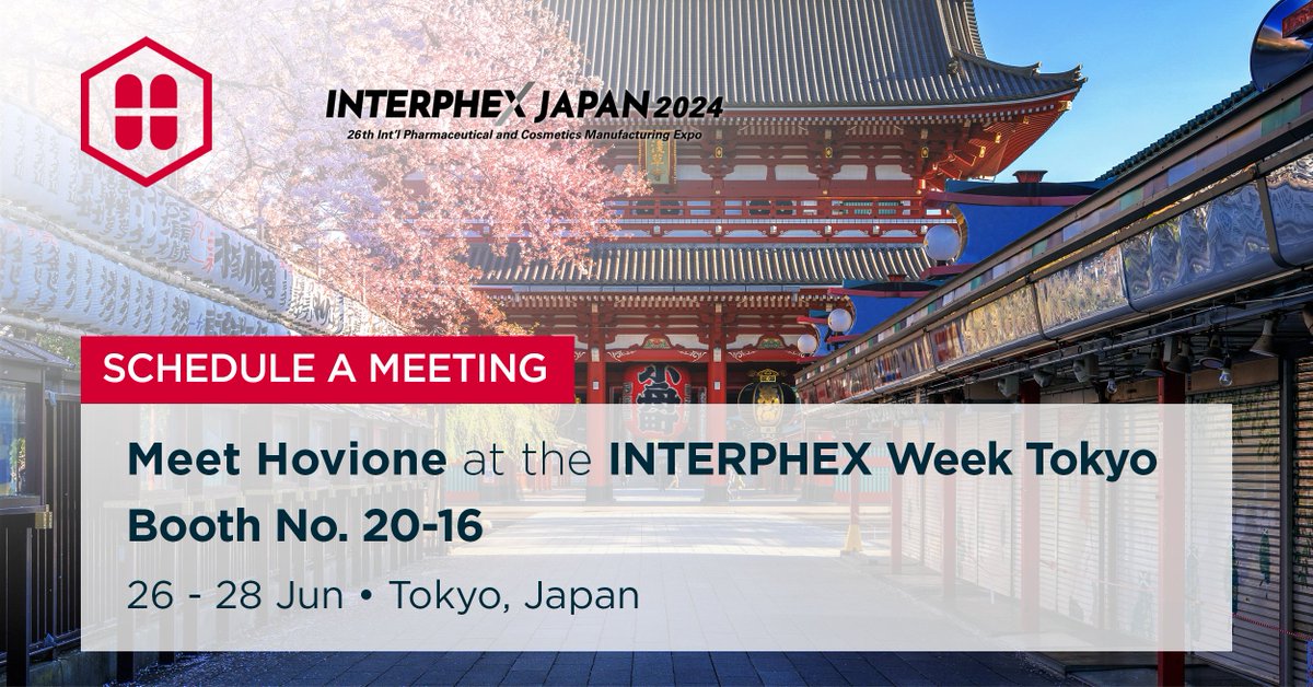 Are you attending the 26th #INTERPHEX week in Tokyo? Visit us at booth No.20-16 to learn more about our integrated solutions that can support your project. Schedule a meeting hovione.com/press-room/eve… #INTERPHEXweekTokyo #drugdevelopment #drugdelivery #cdmo #initforlife