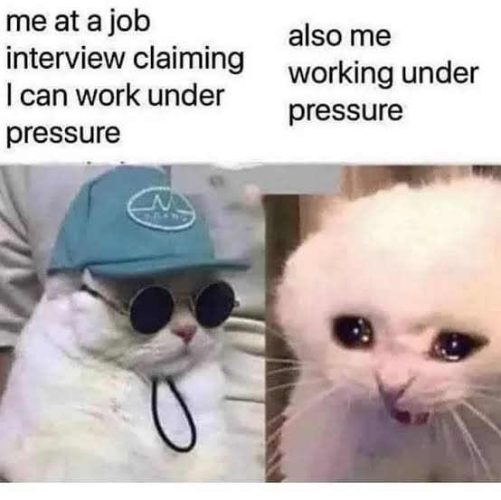 Employer : can you work under pressure 

Me: sir, but I’m a forex trader 

All forex traders can work under pressure 

Especially , 1M timeframe traders 

CPI , NFP , PPI and FOMC traders can work under super pressure, under military pressure