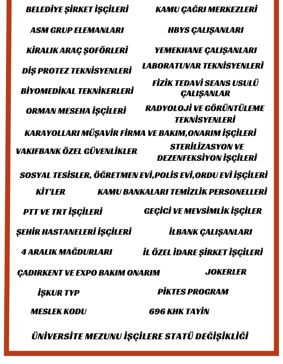 Sn. @isikhanvedat Bakanıma Ricamdır #BelediyeŞirketİşçileri #ASMGrupElemanları #SosyalTesisler, #KİT'ler %70'E Takılanlar,#BİT'ler #TYP'liler #VakıfbankGüvenlikleri #KamuÇağrıMerkezi #Hbys, #KarayollarıPersonelleri #ÜcretliÖğretmenler #Korucu'lar ACİL #KADRO ya alınmalıdır