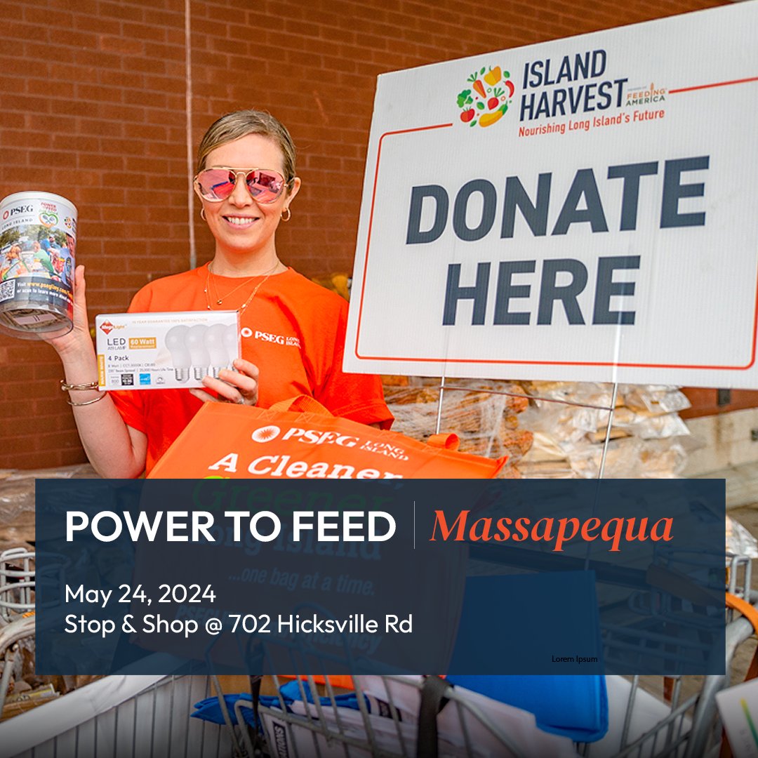 DYK - one out of every five Long Islanders worry about where their next meal will come from? This year's Power to Feed LI collection starts at 9AM on May 24th at the Stop & Shop in Massapequa. For more locations and dates please visit psegliny.com/FeedLI