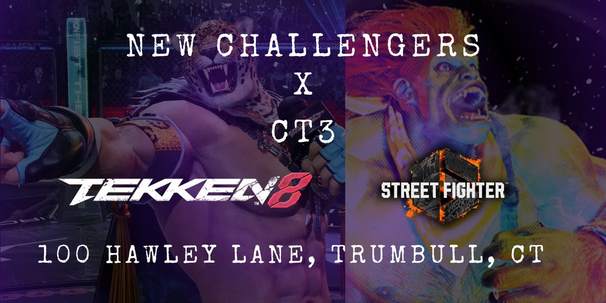 New_Challengers's tweet photo. Hello all! May has been quite the busy month for us! 

With new patch for Tekken and SF6’s well on its way on the 22nd. The NC and CT3 team has decided to have a pop up for both games this Saturday at fire n dice! 

More info on start times and brackets to come! #CTFGC https://t.co/tw3ZisBna5