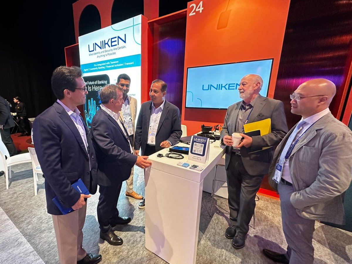 The spotlight is on at #TCF2024 as @Temenos CEO Jean-Pierre Brulard joins @ceouniken to experience firsthand the future of banking security with Uniken’s Palm Vein Authentication.

#Biometrics #Authentication #BankingTech