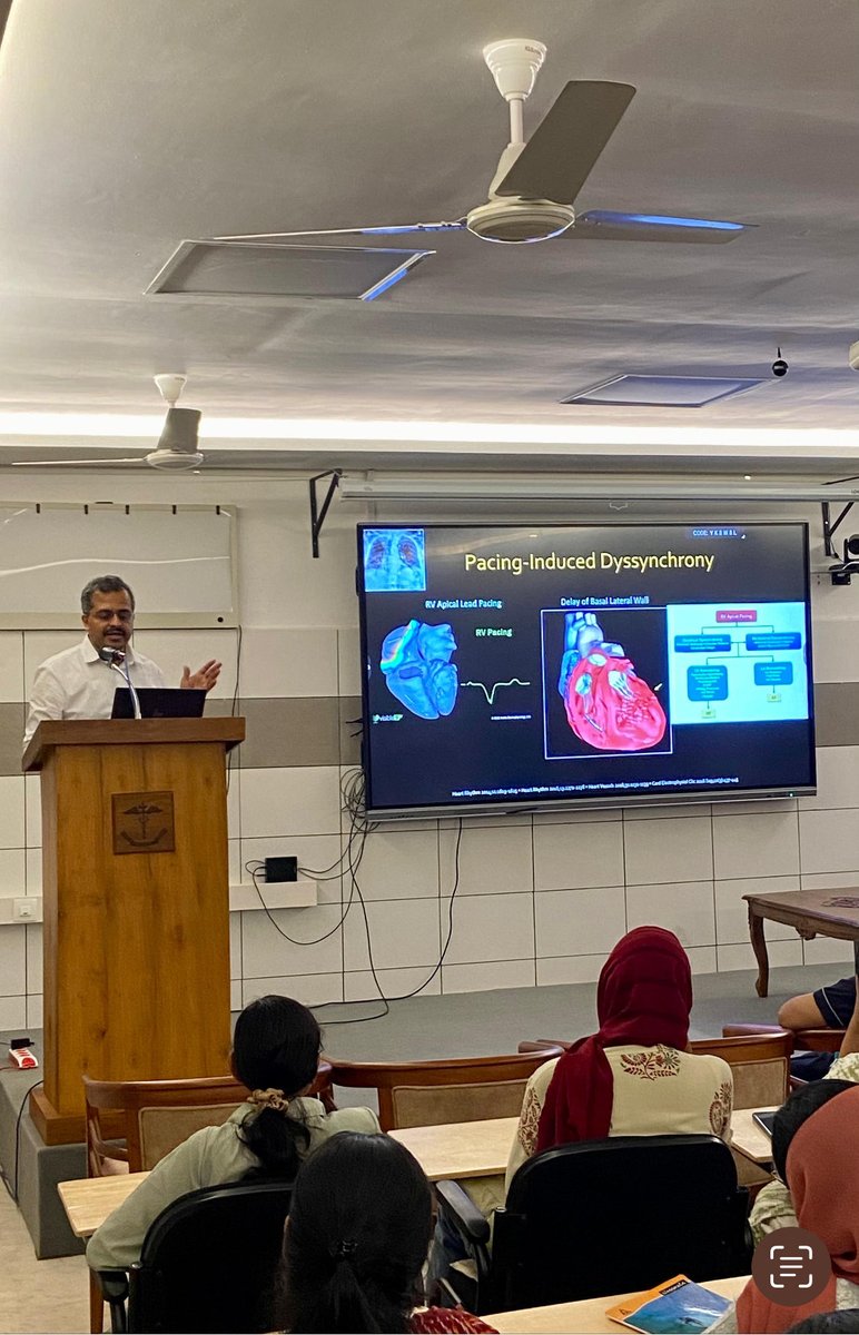 Dr Arun Gopi, director of EP& Interventional Cardiology of Metromed international hospital Calicut & our EP Dr Sam Jacob took 3 hour evening session on step by step approach to DDD pacemaker, leadless pacemaker implantation and LB pacing technique for our DM Cardiology students.