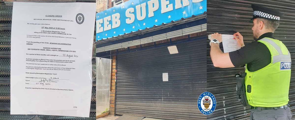 #CLOSUREORDER | Thanks to your help and the work of our partners we've closed a business down that you said was causing issues in your area. Today we were granted a three-month closure order on the Naseeb 24/7 store on Coventry Road. More here 👉ow.ly/y4G450RHhQ4