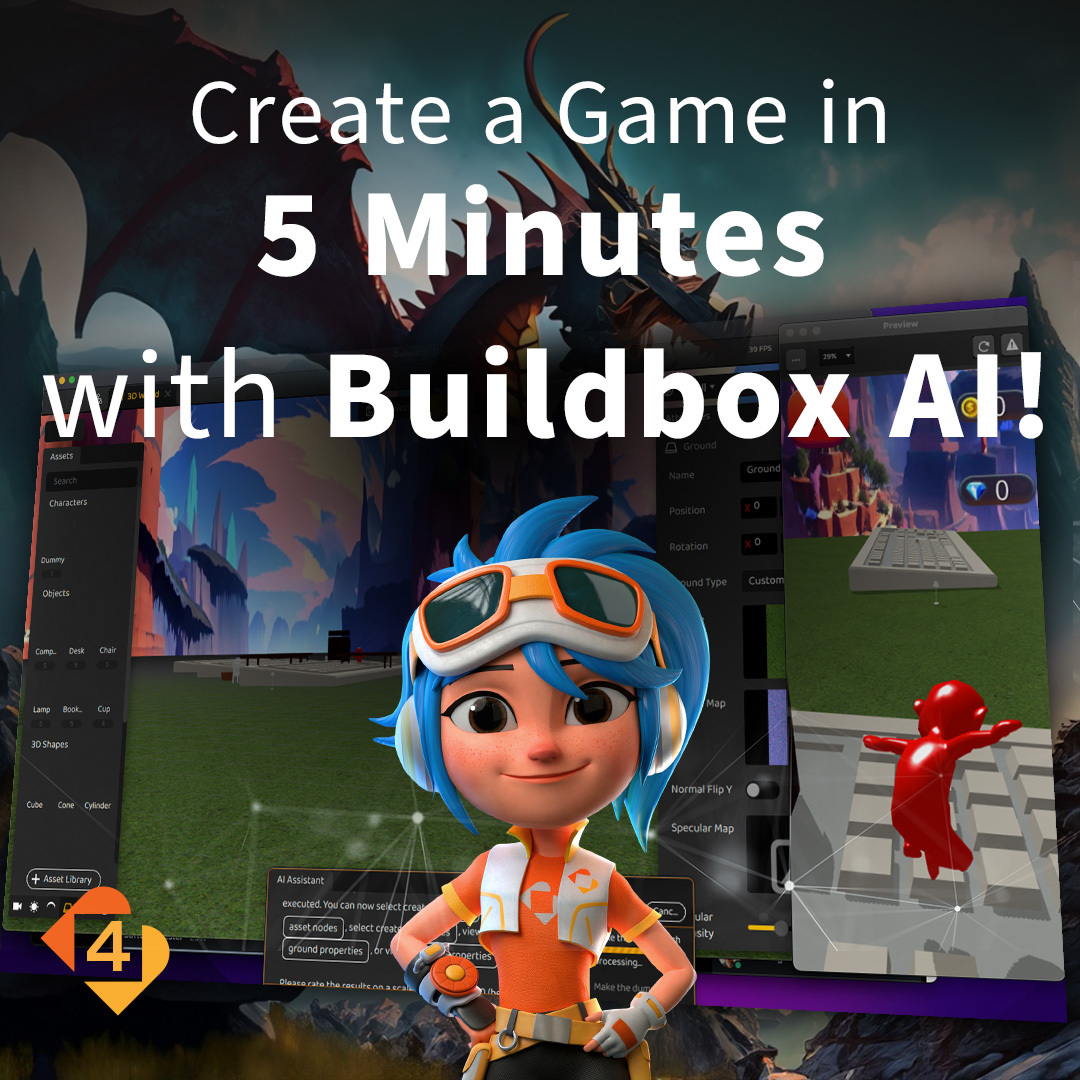 buildbox's tweet image. Ever dreamed of creating a game? Now you can, no coding needed! Start your free 5-day Buildbox 4 trial and bring your ideas to life with simple AI prompts. 

Get started: signup.buildbox.com/plans

#AI #Free #NoCode #GameDev #AIForBeginners