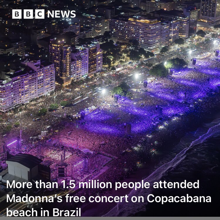 1.5million people all in one place at one time 🤦🏻‍♀️ 
#Covid is defined going to kill and disable some of you in that crowd!

@Madonna you should be ashamed hosting without advising your fans to mask to help protect themselves from this #airborne virus 🦠 

#Longcovid #airpollution