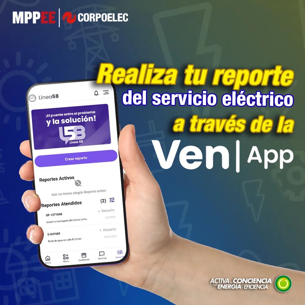 Realiza tu reporte del servicio eléctrico a través de la #VenApp