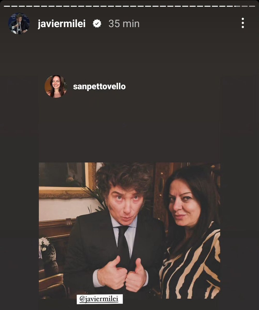 [AHORA] La historia que compartió Milei junto a Sandra Pettovello en Instagram. 📸