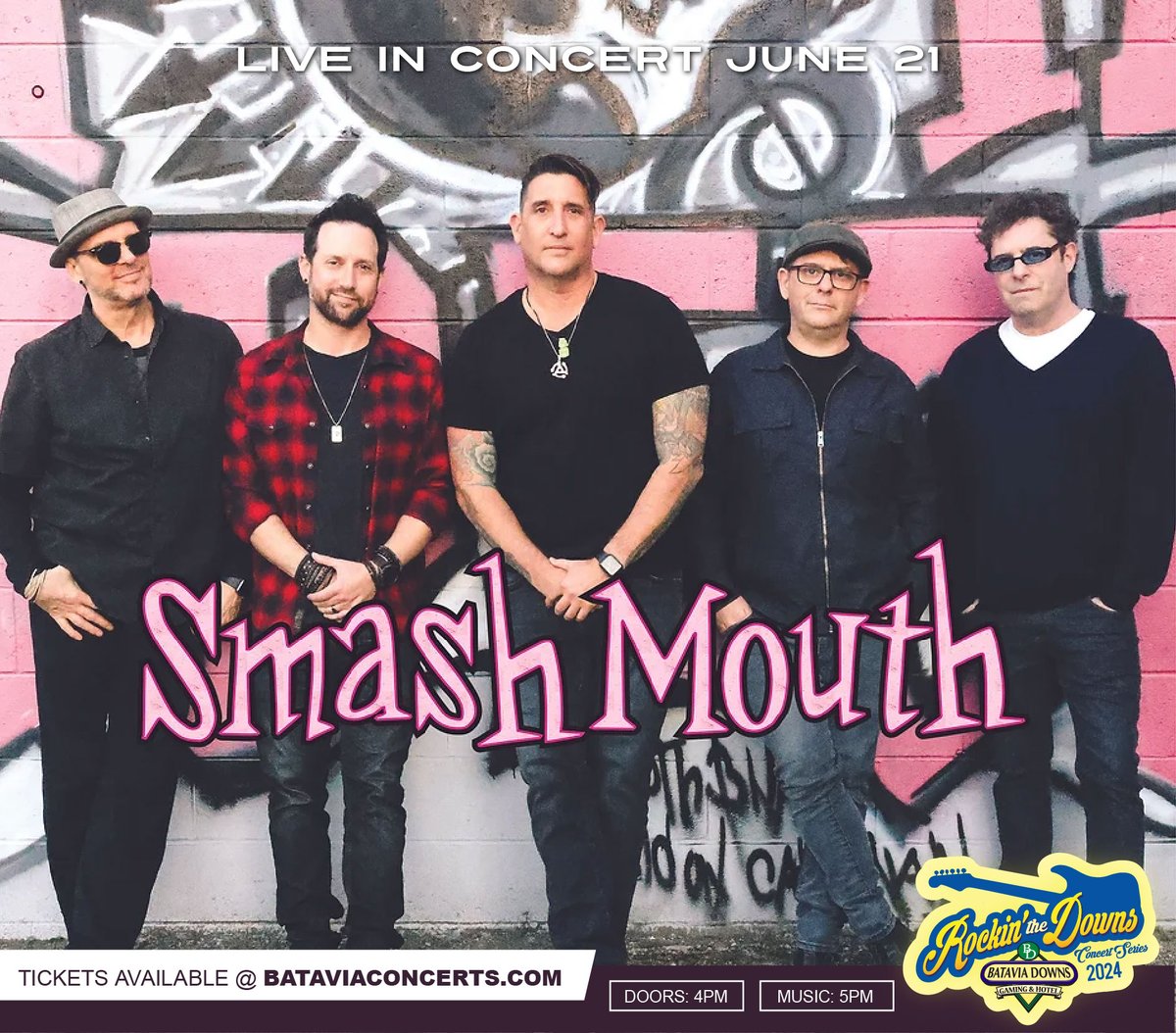 NEXT MONTH! The #RockinTheDowns summer concert series returns! ☀️🎵

Enjoy friends, food trucks, cold drinks, and live shows in the center of our historic racetrack!

June's Concerts ⬇️
• June 21 - SmashMouth
• June 28 - Barracuda - America's Heart Tribute
All tickets come with
