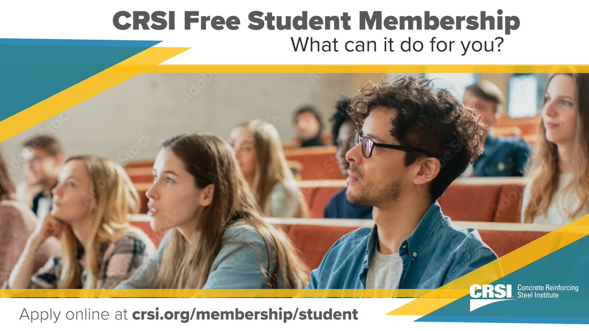 As a full-time student in engineering, architecture, or construction management, you’re eligible for FREE membership in the Concrete Reinforcing Steel Institute (CRSI). Apply online at: bit.ly/400H3PC
#engineeringstudent  #architecturalengineering #constructionmanagement