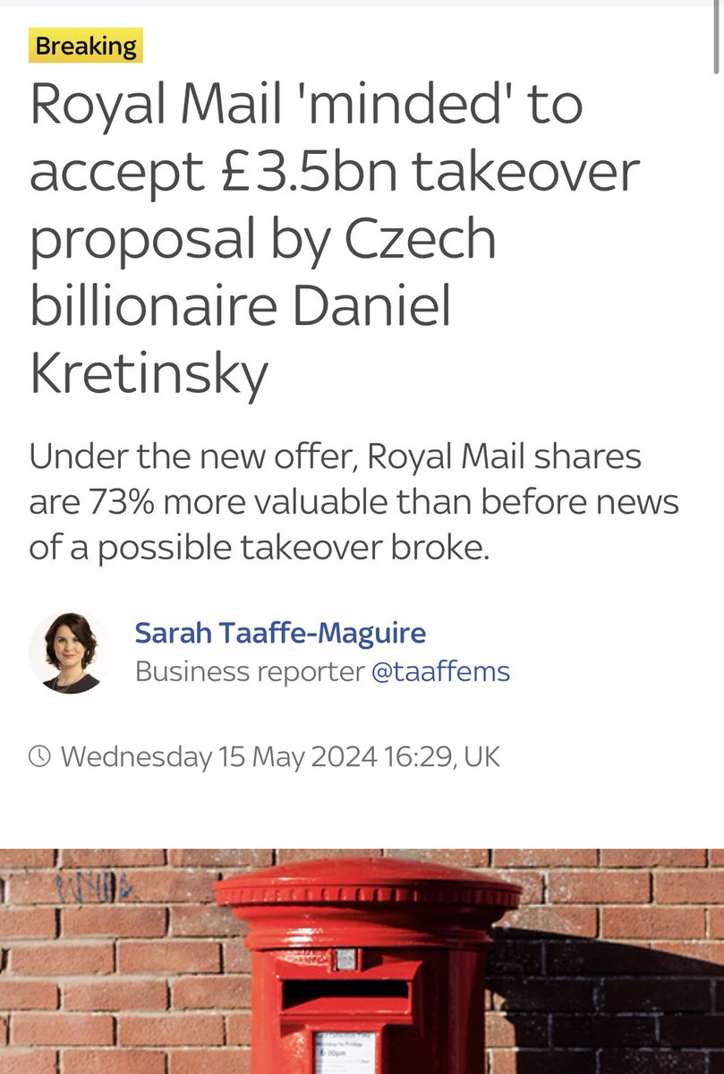 Appalling that owner of @RoyalMail is supporting multi-million pound takeover by Czech billionaire Privatisation of Royal Mail has been a complete failure & has destroyed our postal service Our Royal Mail is a vital community asset & should be for people not for profit