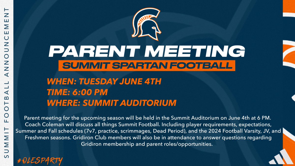 Attention Summit Football Parents