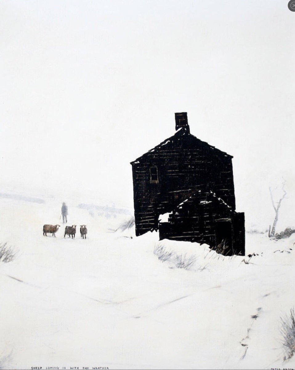 ‘Sheep Coming in with the Weather’, one of some 30 Peter Brook paintings from the collection of actor James Mason, born in Huddersfield on this day in 1909, was purchased  in 1976/77 on one of the famous film star’s many visits to Peter’s Brighouse home. (Sold by Bonhams in 2010)